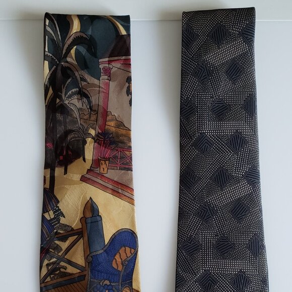 OSCAR DE LA RENTA VINTAGE TIES. Hand Made 100% Silk - Picture 2 of 9